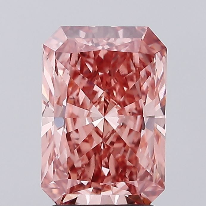 Loose Diamond - RADIANT 2.52ct Fancy Vivid Pink VS2: Loose Diamond - RADIANT 2.52ct Fancy Vivid Pink VS2 Source: This is a real non-mined Diamond that has been grown in a lab Shape: RADIANT Carats: 2.52 Color: Fancy Vivid Pink Certification: IGI Video: