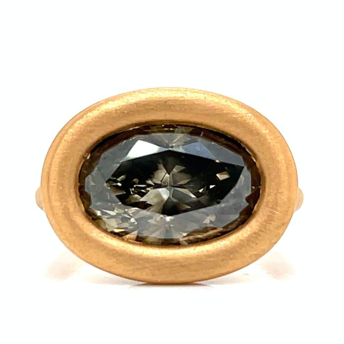 Roberto Coin 20K Rose Gold 4.50 Ct Fancy Diamond Ring with Hidden Ruby: Roberto Coin 20K Rose Gold 4.50 Ct Fancy Diamond Ring with Hidden Ruby This exquisite Roberto Coin ring features a stunning 4.50 Ct. Fancy Deep Grayish Greenish Brown diamond with SI1 clarity, elegant