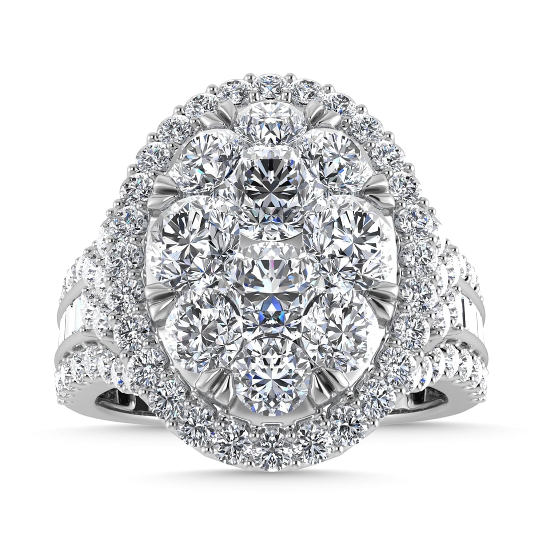Diamond 2 3/4 Ct.Tw. Engagement Ring in 14K White Gold: Diamond 2 3/4 Ct.Tw. Engagement Ring in 14K White Gold 14k White Gold Stone Color: G-h Stone Clarity: Si2 / I1 Each ring is presented in standard size 6.5. Complimentary resizing is available between 