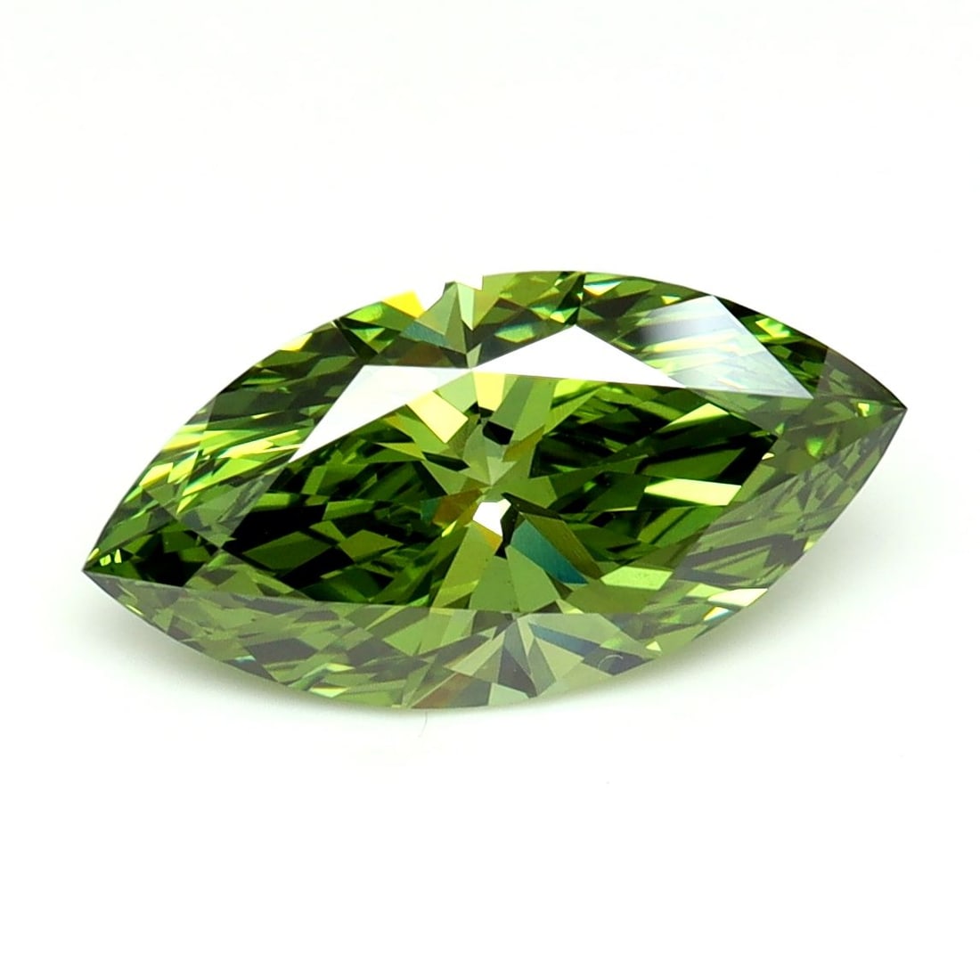Loose Diamond - MARQUISE 2.08ct Fancy Vivid Green VS1: Loose Diamond - MARQUISE 2.08ct Fancy Vivid Green VS1 Source: This is a real non-mined Diamond that has been grown in a lab Shape: MARQUISE Carats: 2.08 Color: Fancy Vivid Green Certification: IGI Vid