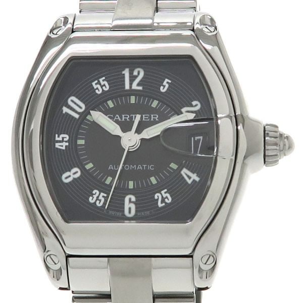 Cartier Roadster LM stainless steel automatic wristwatch: Cartier Roadster LM stainless steel automatic wristwatch This pre-owned Cartier Roadster LM W62001V3 men's wristwatch features a stainless steel case and bracelet, with a case size of 38mm wide by 44m