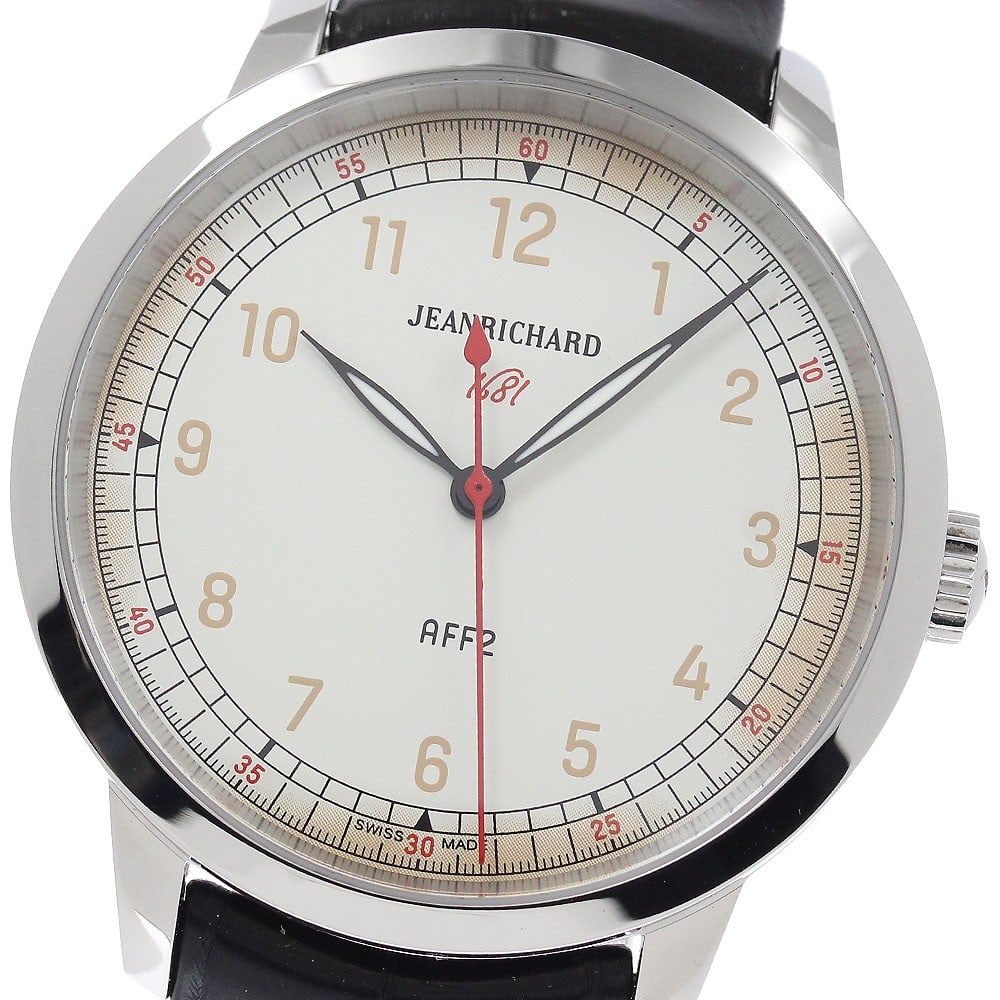 JEANRICHARD Ronde 1681 Automatic Stainless Steel Men's Wristwatch: JEANRICHARD Ronde 1681 Automatic Stainless Steel Men's Wristwatch This JEANRICHARD Ronde 1681 automatic men's wristwatch features a stainless steel case paired with a beige dial and leather strap. The
