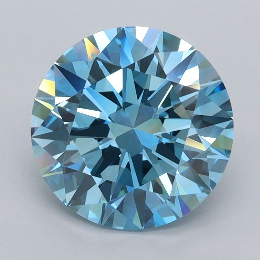 Ideal Loose Diamond - ROUND 2.48ct Fancy Vivid Blue VVS2: Ideal Loose Diamond - ROUND 2.48ct Fancy Vivid Blue VVS2 Source: This is a real non-mined Diamond that has been grown in a lab Shape: ROUND Carats: 2.48 Color: Fancy Vivid Blue Certification: IGI Vide