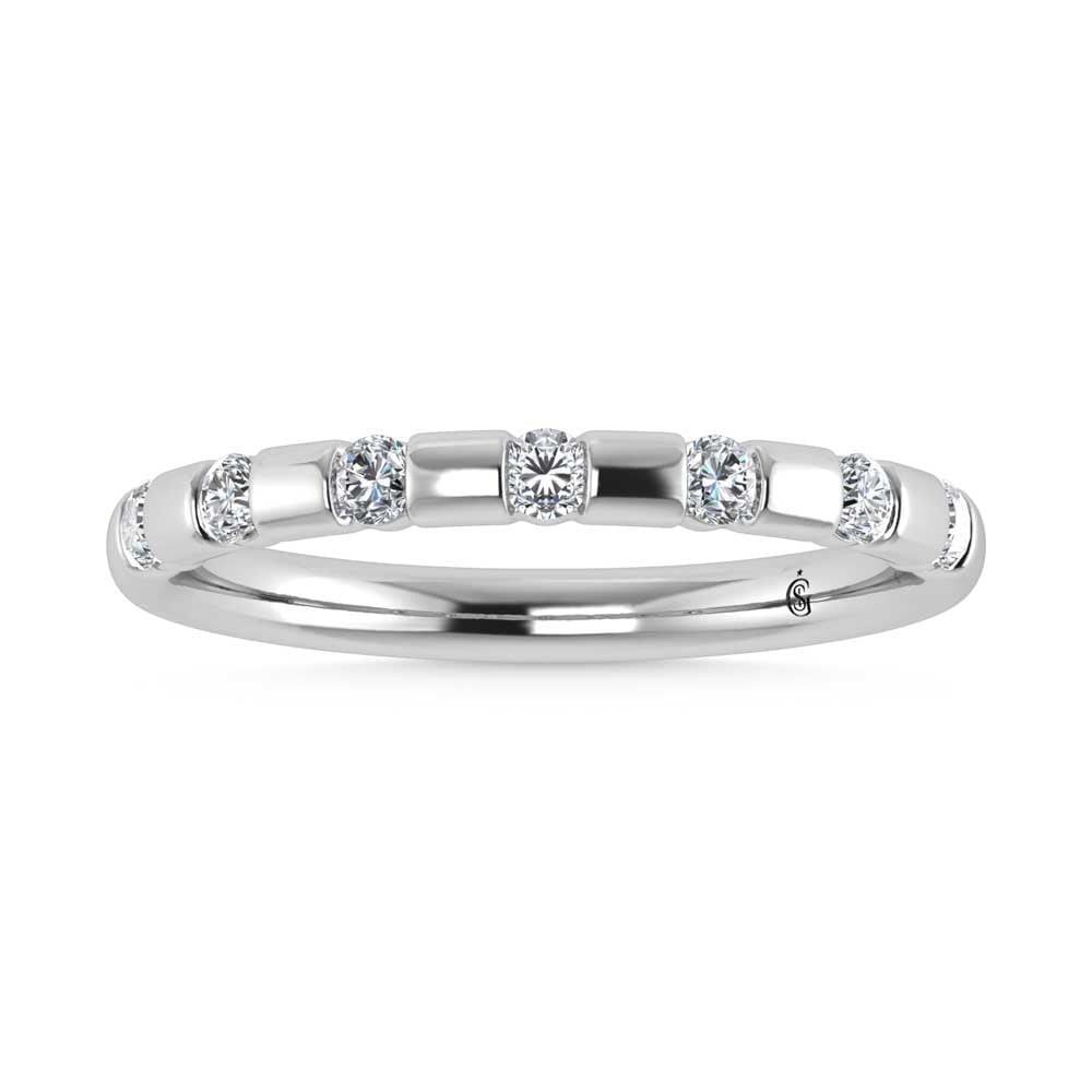 14K White Gold Diamond 1/4 Ct.Tw. Stackable Band: 14K White Gold Diamond 1/4 Ct.Tw. Stackable Band 14k White Gold Stone Color: G-h Stone Clarity: Si Each ring is presented in standard size 6.5. Complimentary resizing is available between sizes 510 (i