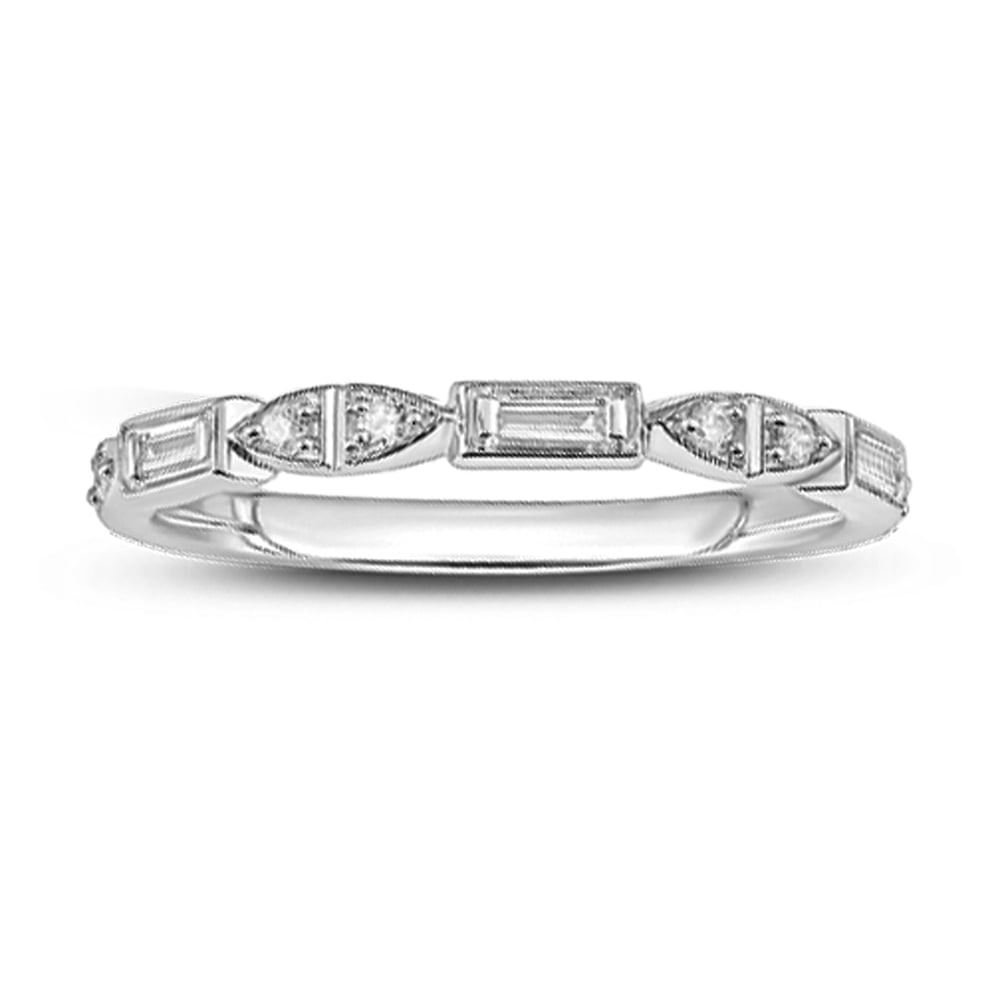 14K White Gold 1/10 Ct.tw Diamond Stackable Ring: 14K White Gold 1/10 Ct.tw Diamond Stackable Ring 14k White Gold Stone Color: Gh Stone Clarity: Si2 Each ring is presented in standard size 6.5. Complimentary resizing is available between sizes 510 (i