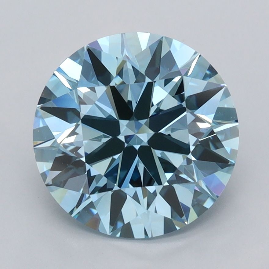 Loose Diamond - ROUND 3.03ct Fancy Vivid Blue VVS2: Loose Diamond - ROUND 3.03ct Fancy Vivid Blue VVS2 Source: This is a real non-mined Diamond that has been grown in a lab Shape: ROUND Carats: 3.03 Color: Fancy Vivid Blue Certification: IGI Video:
