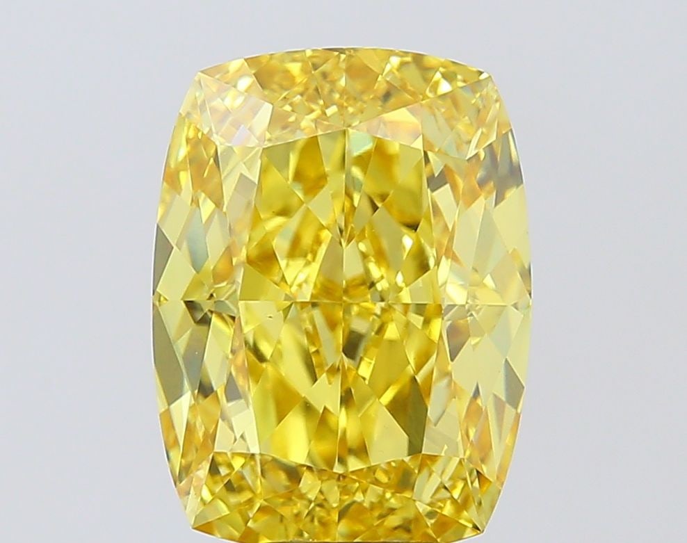Loose Diamond - CUSHION MODIFIED 8.1ct Fancy Intense Yellow VS1: Loose Diamond - CUSHION MODIFIED 8.1ct Fancy Intense Yellow VS1 Source: This is a real non-mined Diamond that has been grown in a lab Shape: CUSHION MODIFIED Carats: 8.1 Color: Fancy Intense Yellow Ce
