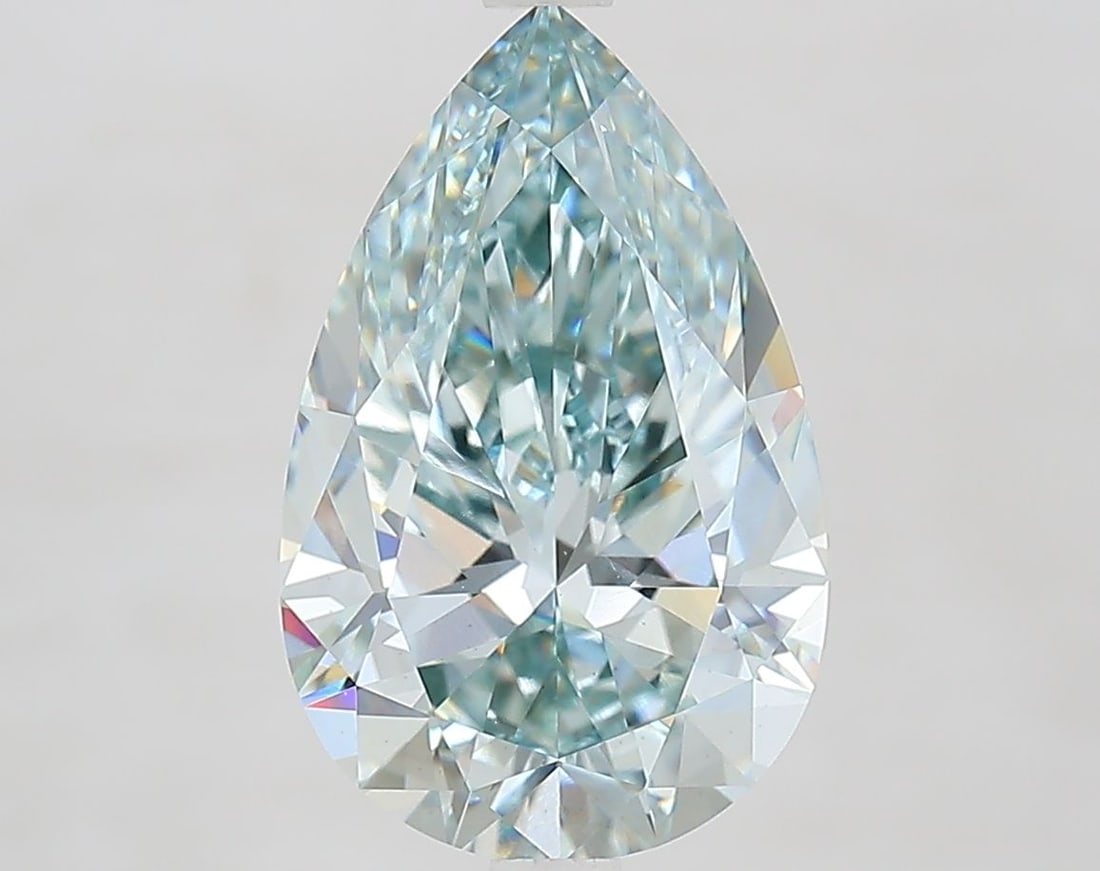 Loose Diamond - PEAR 3.71ct Fancy Light Blueish Green VS1: Loose Diamond - PEAR 3.71ct Fancy Light Blueish Green VS1 Source: This is a real non-mined Diamond that has been grown in a lab Shape: PEAR Carats: 3.71 Color: Fancy Light Blueish Green Certification: