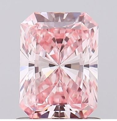 Loose Diamond - RADIANT 1.06ct Pink VS1: Loose Diamond - RADIANT 1.06ct Pink VS1 Source: This is a real non-mined Diamond that has been grown in a lab Shape: RADIANT Carats: 1.06 Color: Pink Certification: NONE Video: