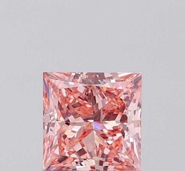 Loose Diamond - PRINCESS 0.9ct Fancy Vivid Orangey Pink VS1: Loose Diamond - PRINCESS 0.9ct Fancy Vivid Orangey Pink VS1 Source: This is a real non-mined Diamond that has been grown in a lab Shape: PRINCESS Carats: 0.9 Color: Fancy Vivid Orangey Pink Certificat
