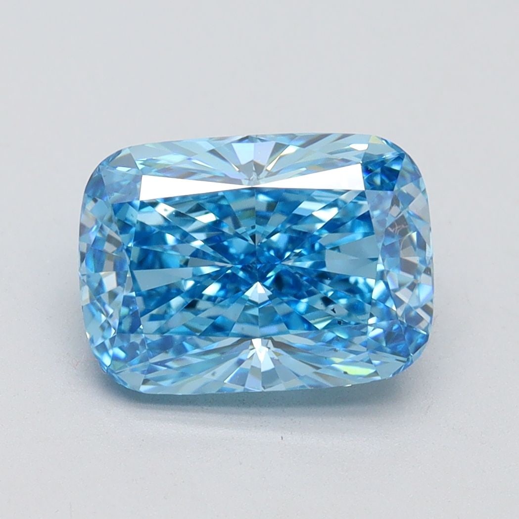 Loose Diamond - CUSHION BRILLIANT 2.75ct Fancy Vivid Blue VS2: Loose Diamond - CUSHION BRILLIANT 2.75ct Fancy Vivid Blue VS2 Source: This is a real non-mined Diamond that has been grown in a lab Shape: CUSHION BRILLIANT Carats: 2.75 Color: Fancy Vivid Blue Certif