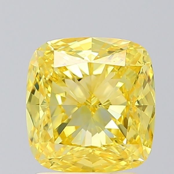 Loose Diamond - CUSHION MODIFIED 2.0ct Fancy Vivid Yellow VVS1: Loose Diamond - CUSHION MODIFIED 2.0ct Fancy Vivid Yellow VVS1 Source: This is a real non-mined Diamond that has been grown in a lab Shape: CUSHION MODIFIED Carats: 2.0 Color: Fancy Vivid Yellow Certi