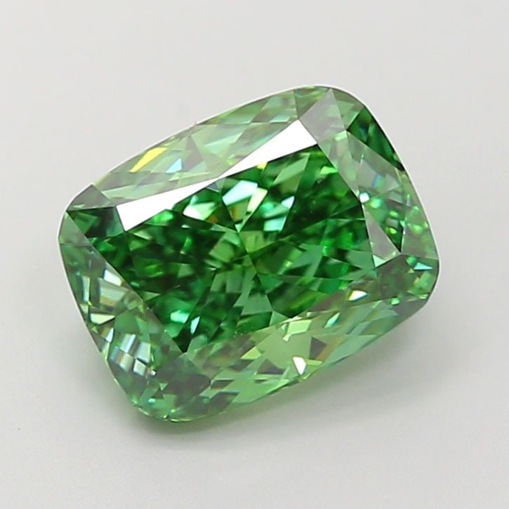 Loose Diamond - CUSHION MODIFIED 3.51ct Fancy Vivid Green VVS2: Loose Diamond - CUSHION MODIFIED 3.51ct Fancy Vivid Green VVS2 Source: This is a real non-mined Diamond that has been grown in a lab Shape: CUSHION MODIFIED Carats: 3.51 Color: Fancy Vivid Green Certi