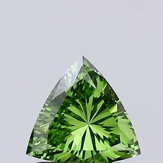 Loose Diamond - TRIANGULAR 0.62ct Fancy Vivid Green VS2: Loose Diamond - TRIANGULAR 0.62ct Fancy Vivid Green VS2 Source: This is a real non-mined Diamond that has been grown in a lab Shape: TRIANGULAR Carats: 0.62 Color: Fancy Vivid Green Certification: