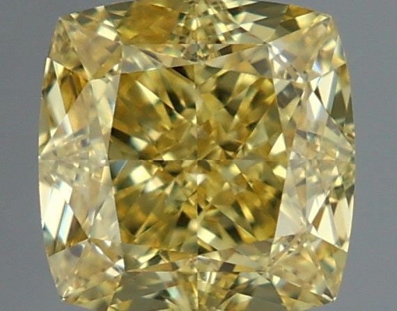 Loose Diamond - CUSHION MODIFIED 1.66ct Fancy Vivid Yellow VVS2: Loose Diamond - CUSHION MODIFIED 1.66ct Fancy Vivid Yellow VVS2 Source: This is a real non-mined Diamond that has been grown in a lab Shape: CUSHION MODIFIED Carats: 1.66 Color: Fancy Vivid Yellow Cer