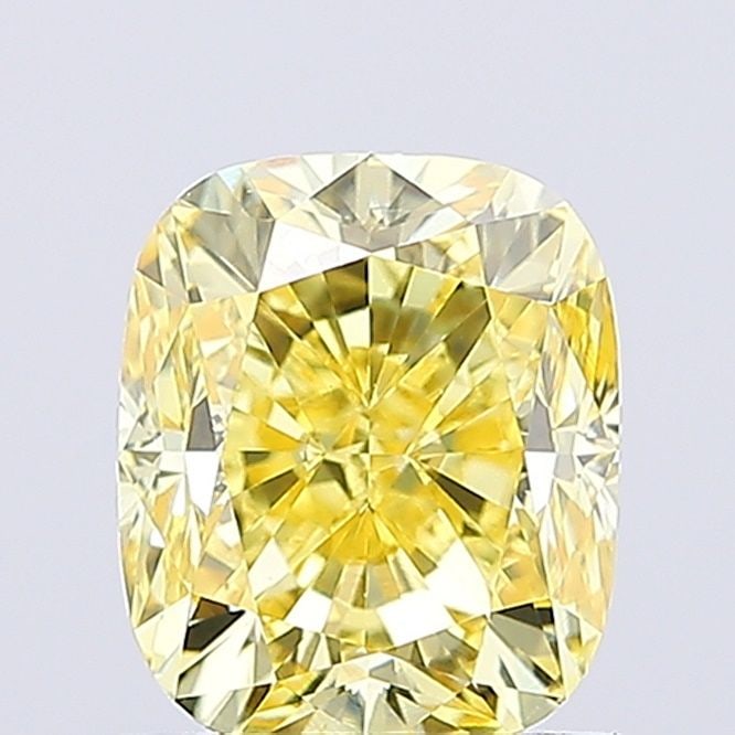 Loose Diamond - CUSHION MODIFIED 1.41ct Fancy Intense Yellow VVS2: Loose Diamond - CUSHION MODIFIED 1.41ct Fancy Intense Yellow VVS2 Source: This is a real non-mined Diamond that has been grown in a lab Shape: CUSHION MODIFIED Carats: 1.41 Color: Fancy Intense