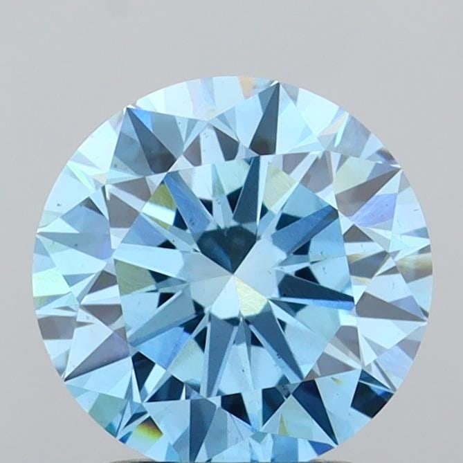 Loose Diamond - ROUND 2.03ct Fancy Vivid Blue VS2: Loose Diamond - ROUND 2.03ct Fancy Vivid Blue VS2 Source: This is a real non-mined Diamond that has been grown in a lab Shape: ROUND Carats: 2.03 Color: Fancy Vivid Blue Certification: IGI Video: