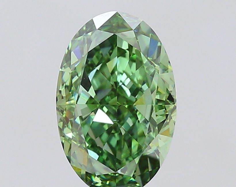 Loose Diamond - OVAL 3.02ct Fancy Vivid Green VS1: Loose Diamond - OVAL 3.02ct Fancy Vivid Green VS1 Source: This is a real non-mined Diamond that has been grown in a lab Shape: OVAL Carats: 3.02 Color: Fancy Vivid Green Certification: IGI Video:
