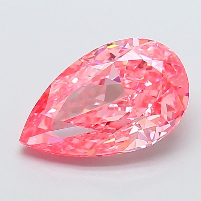 Loose Diamond - PEAR 3.17ct Fancy Vivid Pink VS1: Loose Diamond - PEAR 3.17ct Fancy Vivid Pink VS1 Source: This is a real non-mined Diamond that has been grown in a lab Shape: PEAR Carats: 3.17 Color: Fancy Vivid Pink Certification: IGI Video: