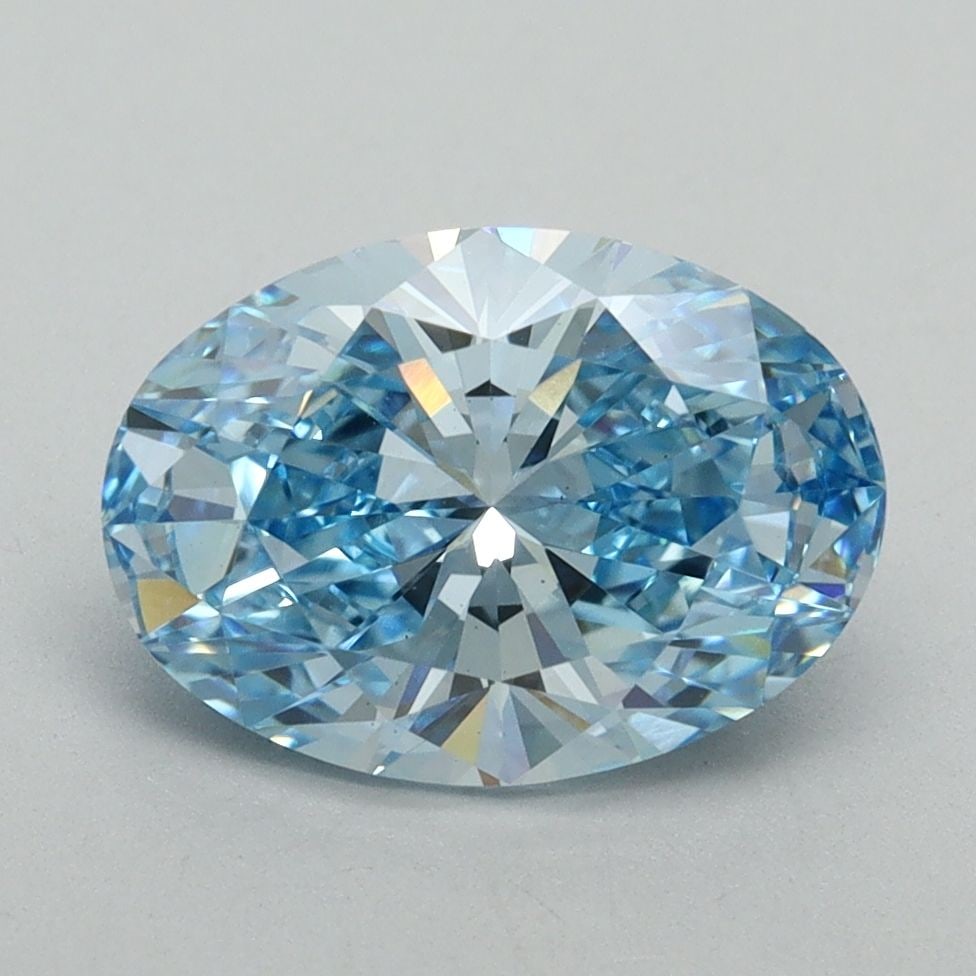 Loose Diamond - OVAL 2.18ct Fancy Vivid Blue VS1: Loose Diamond - OVAL 2.18ct Fancy Vivid Blue VS1 Source: This is a real non-mined Diamond that has been grown in a lab Shape: OVAL Carats: 2.18 Color: Fancy Vivid Blue Certification: IGI Video: