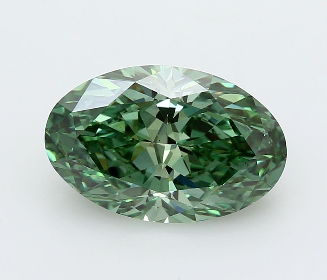 Loose Diamond - OVAL 4.09ct Fancy Vivid Green VS2: Loose Diamond - OVAL 4.09ct Fancy Vivid Green VS2 Source: This is a real non-mined Diamond that has been grown in a lab Shape: OVAL Carats: 4.09 Color: Fancy Vivid Green Certification: IGI Video: