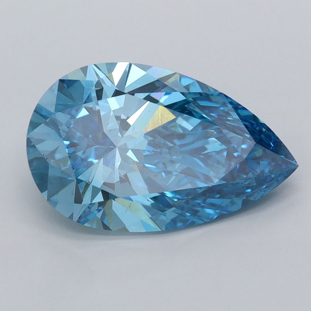 Loose Diamond - PEAR 3.01ct Fancy Vivid Blue VS1: Loose Diamond - PEAR 3.01ct Fancy Vivid Blue VS1 Source: This is a real non-mined Diamond that has been grown in a lab Shape: PEAR Carats: 3.01 Color: Fancy Vivid Blue Certification: IGI Video: