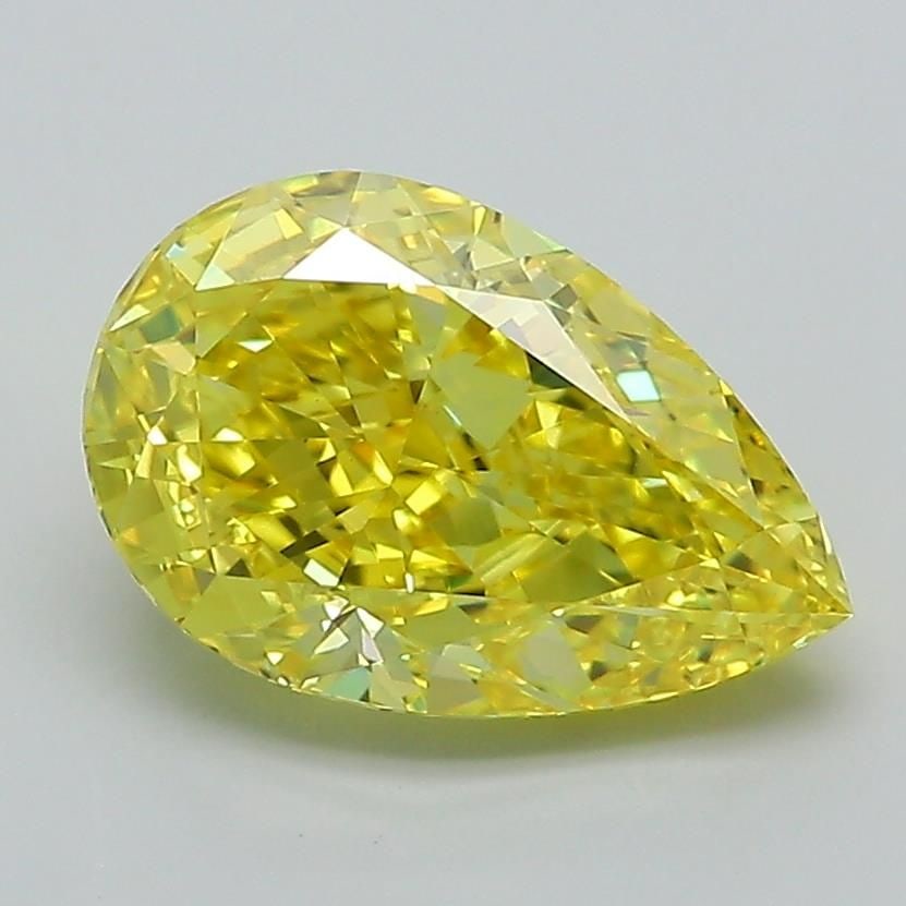Loose Diamond - PEAR 2.06ct Fancy Vivid Yellow VS1: Loose Diamond - PEAR 2.06ct Fancy Vivid Yellow VS1 Source: This is a real non-mined Diamond that has been grown in a lab Shape: PEAR Carats: 2.06 Color: Fancy Vivid Yellow Certification: IGI Video: