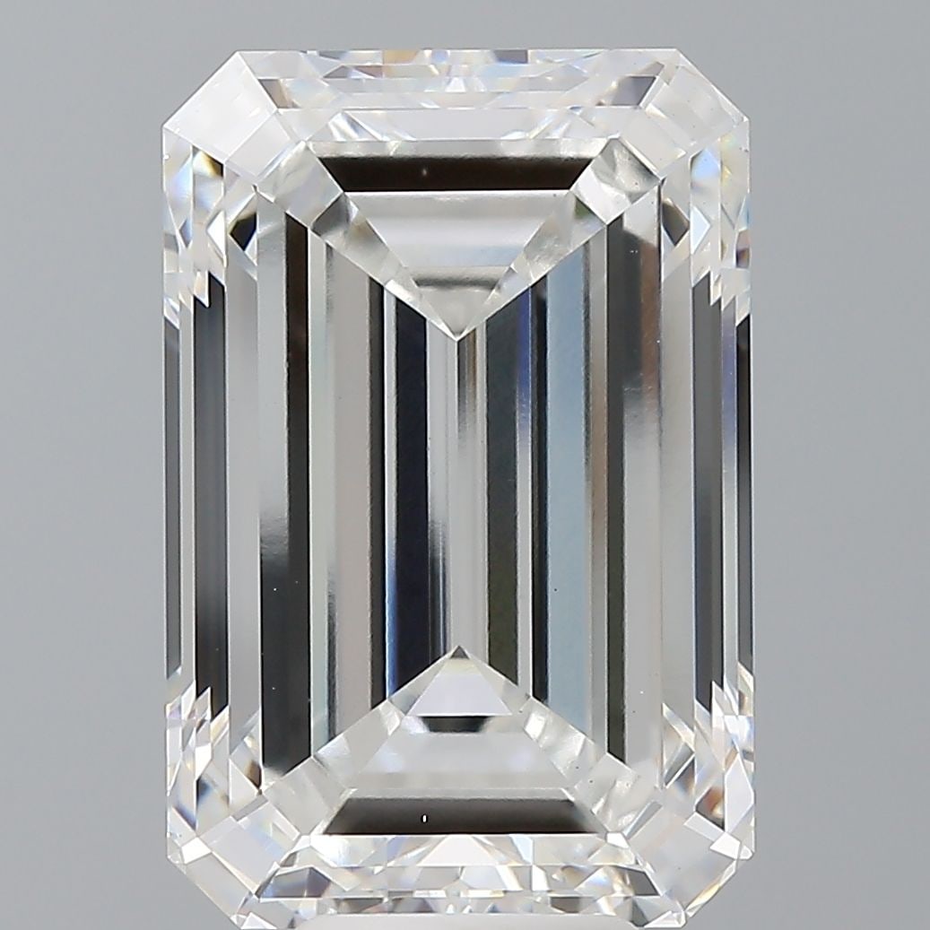Loose Diamond - EMERALD 9.56ct E VS1: Loose Diamond - EMERALD 9.56ct E VS1 Source: This is a real non-mined Diamond that has been grown in a lab Shape: EMERALD Carats: 9.56 Color: E Clarity: VS1 Certification: IGI Video: