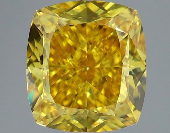 Loose Diamond - CUSHION MODIFIED 2.2ct Fancy Vivid Yellow VVS1: Loose Diamond - CUSHION MODIFIED 2.2ct Fancy Vivid Yellow VVS1 Source: This is a real non-mined Diamond that has been grown in a lab Shape: CUSHION MODIFIED Carats: 2.2 Color: Fancy Vivid Yellow Certi