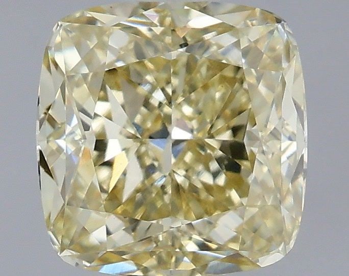 Loose Diamond - CUSHION MODIFIED 1.52ct Fancy Light Yellow VS1: Loose Diamond - CUSHION MODIFIED 1.52ct Fancy Light Yellow VS1 Source: This is a real non-mined Diamond that has been grown in a lab Shape: CUSHION MODIFIED Carats: 1.52 Color: Fancy Light Yellow Cert