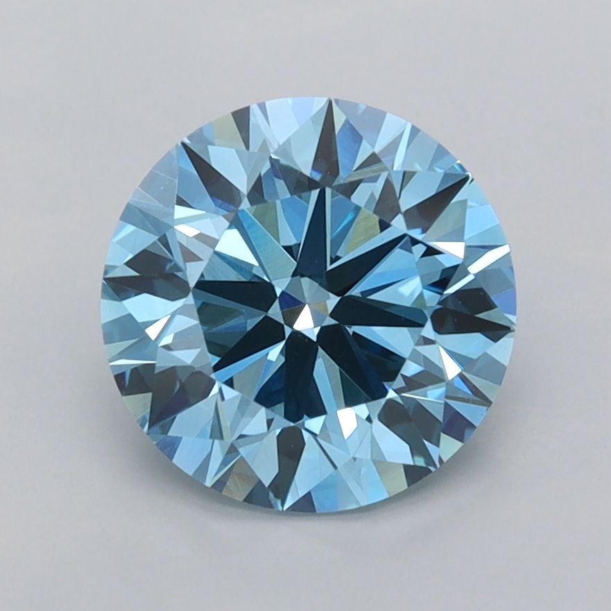 Ideal Loose Diamond - ROUND 1.97ct Fancy Vivid Blue VVS2: Ideal Loose Diamond - ROUND 1.97ct Fancy Vivid Blue VVS2 Source: This is a real non-mined Diamond that has been grown in a lab Shape: ROUND Carats: 1.97 Color: Fancy Vivid Blue Certification: IGI Vide