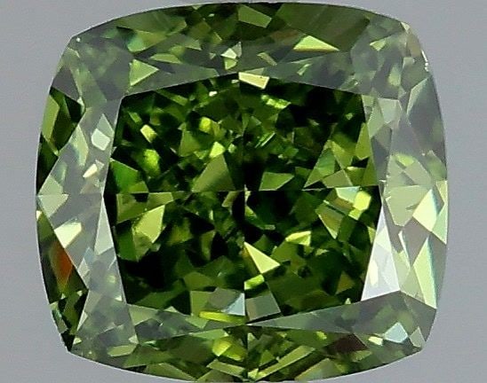 Loose Diamond - CUSHION MODIFIED 1.07ct Fancy Vivid Green VS1: Loose Diamond - CUSHION MODIFIED 1.07ct Fancy Vivid Green VS1 Source: This is a real non-mined Diamond that has been grown in a lab Shape: CUSHION MODIFIED Carats: 1.07 Color: Fancy Vivid Green Certif