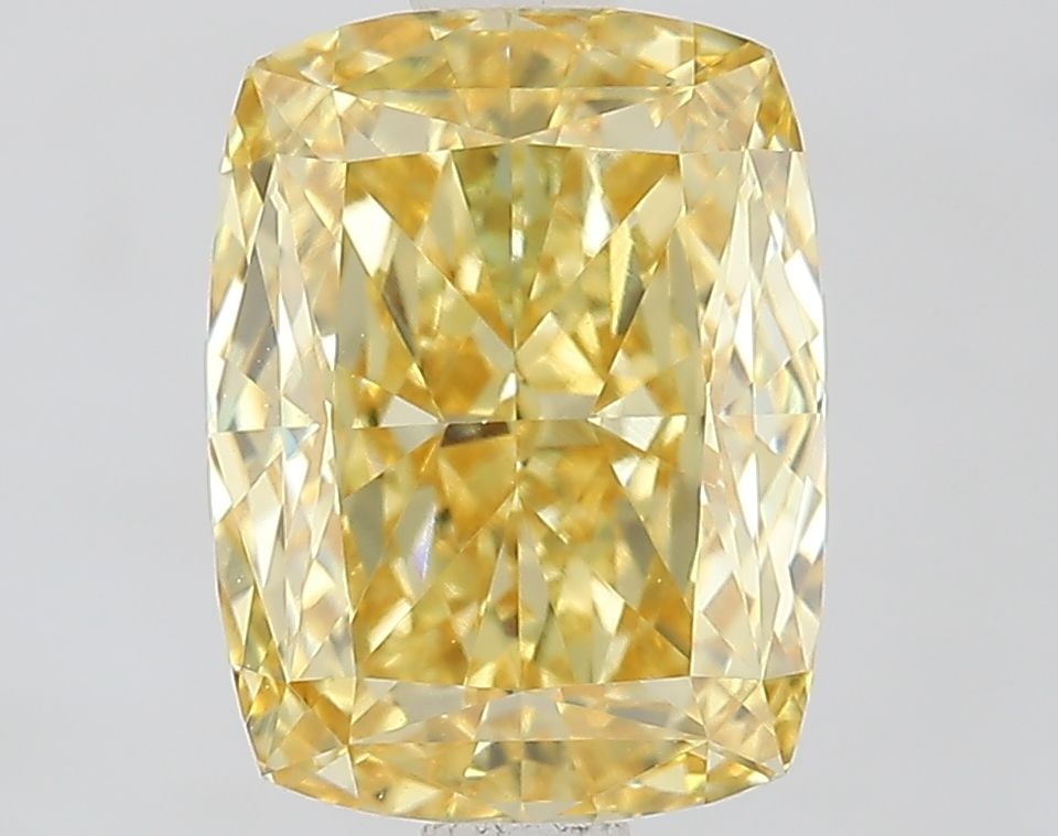 Loose Diamond - CUSHION MODIFIED 2.32ct Fancy Intense Yellow VVS2: Loose Diamond - CUSHION MODIFIED 2.32ct Fancy Intense Yellow VVS2 Source: This is a real non-mined Diamond that has been grown in a lab Shape: CUSHION MODIFIED Carats: 2.32 Color: Fancy Intense Yellow