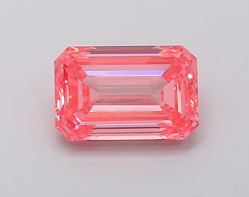 Loose Diamond - EMERALD 1.38ct Fancy Intense Pink VS1: Loose Diamond - EMERALD 1.38ct Fancy Intense Pink VS1 Source: This is a real non-mined Diamond that has been grown in a lab Shape: EMERALD Carats: 1.38 Color: Fancy Intense Pink Certification: IGI Vid