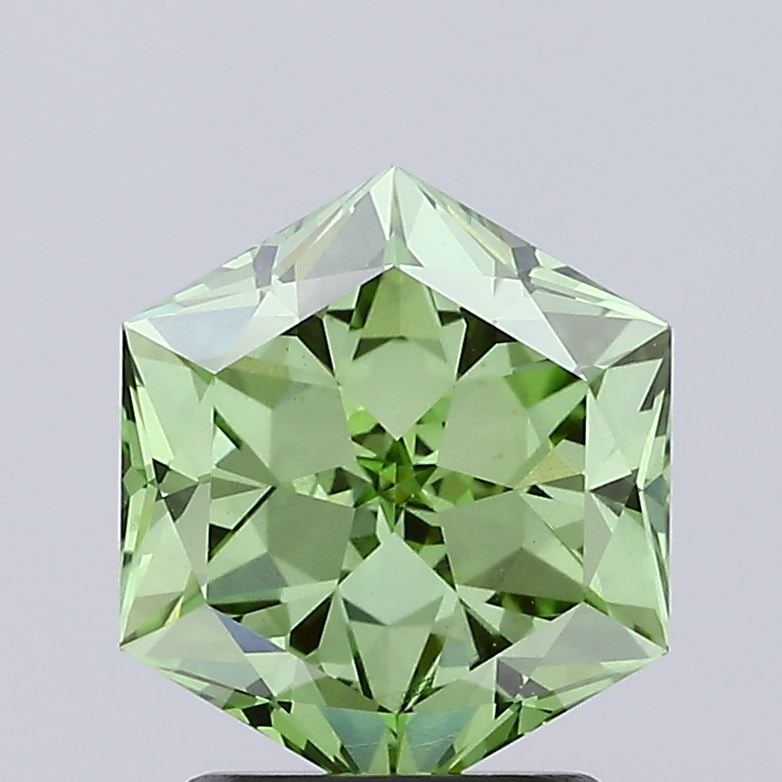 Loose Diamond - HEXAGONAL 2.03ct Fancy Vivid Green VS1: Loose Diamond - HEXAGONAL 2.03ct Fancy Vivid Green VS1 Source: This is a real non-mined Diamond that has been grown in a lab Shape: HEXAGONAL Carats: 2.03 Color: Fancy Vivid Green Certification: IGI V