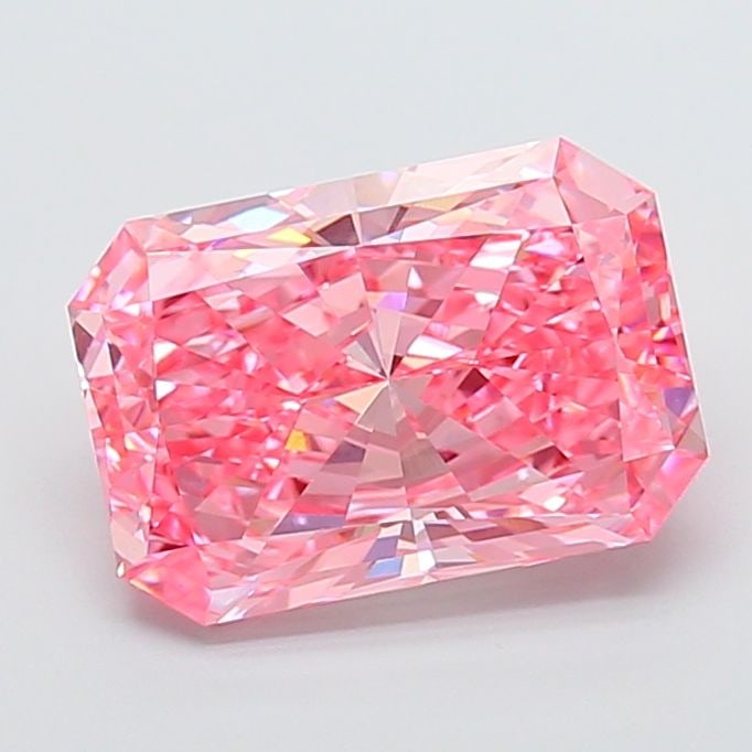Loose Diamond - RADIANT 5.23ct Fancy Vivid Pink VS1: Loose Diamond - RADIANT 5.23ct Fancy Vivid Pink VS1 Source: This is a real non-mined Diamond that has been grown in a lab Shape: RADIANT Carats: 5.23 Color: Fancy Vivid Pink Certification: IGI Video: