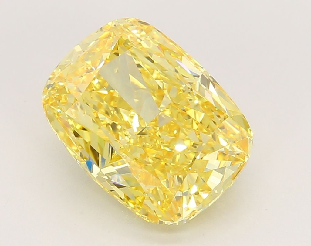 Loose Diamond - CUSHION MODIFIED 4.07ct Fancy Vivid Yellow VVS2: Loose Diamond - CUSHION MODIFIED 4.07ct Fancy Vivid Yellow VVS2 Source: This is a real non-mined Diamond that has been grown in a lab Shape: CUSHION MODIFIED Carats: 4.07 Color: Fancy Vivid Yellow Cer