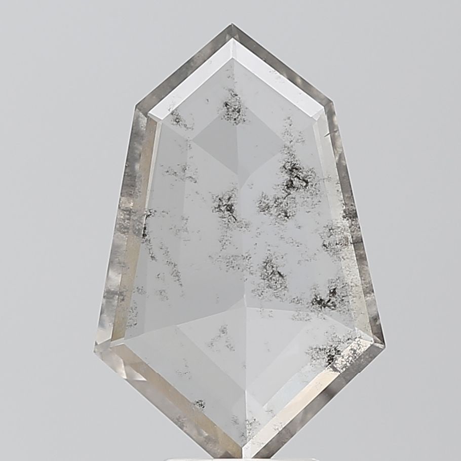 Loose Diamond - SHIELD 2.06ct Salt and Pepper I1: Loose Diamond - SHIELD 2.06ct Salt and Pepper I1 Source: This is a real non-mined Diamond that has been grown in a lab Shape: SHIELD Carats: 2.06 Color: Salt and Pepper Certification: NONE Video: