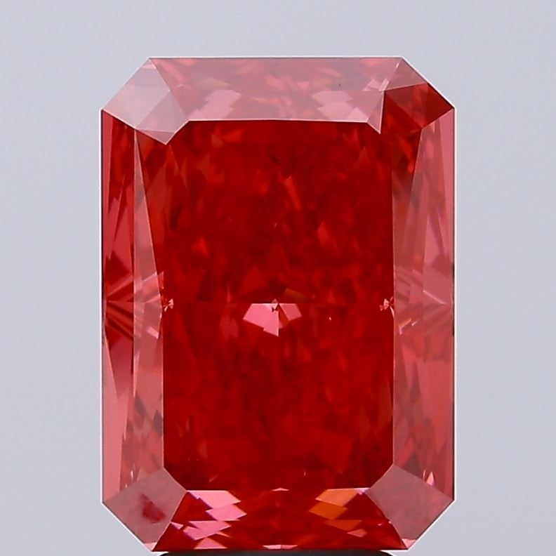 Loose Diamond - RADIANT 5.6ct Fancy Vivid Red VS2: Loose Diamond - RADIANT 5.6ct Fancy Vivid Red VS2 Source: This is a real non-mined Diamond that has been grown in a lab Shape: RADIANT Carats: 5.6 Color: Fancy Vivid Red Certification: IGI Video: