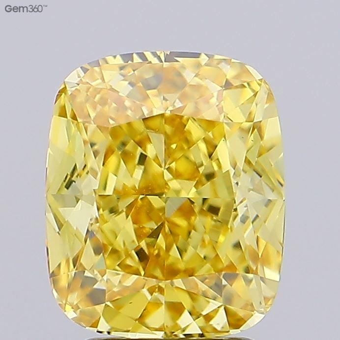 Loose Diamond - CUSHION BRILLIANT 2.93ct Fancy Vivid Yellow VS1: Loose Diamond - CUSHION BRILLIANT 2.93ct Fancy Vivid Yellow VS1 Source: This is a real non-mined Diamond that has been grown in a lab Shape: CUSHION BRILLIANT Carats: 2.93 Color: Fancy Vivid Yellow Ce