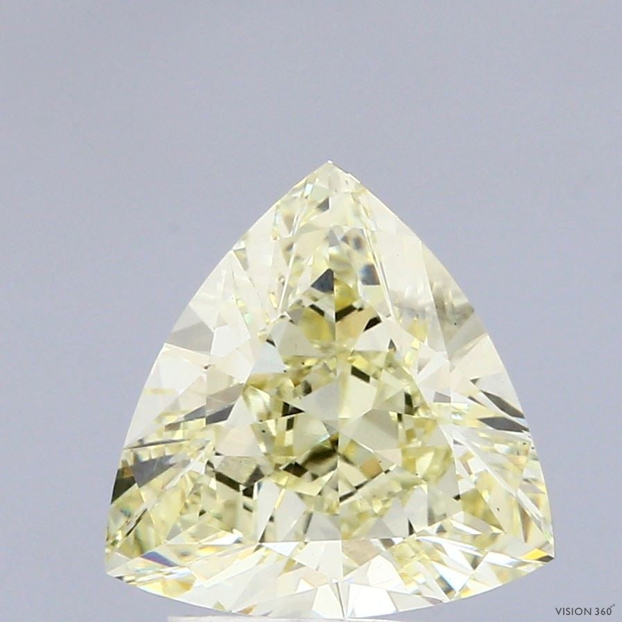 Loose Diamond - TRIANGULAR 2.57ct Fancy Light Yellow VS1: Loose Diamond - TRIANGULAR 2.57ct Fancy Light Yellow VS1 Source: This is a real non-mined Diamond that has been grown in a lab Shape: TRIANGULAR Carats: 2.57 Color: Fancy Light Yellow Certification: I