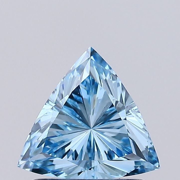 Loose Diamond - TRIANGULAR 0.83ct Fancy Vivid Blue VS2: Loose Diamond - TRIANGULAR 0.83ct Fancy Vivid Blue VS2 Source: This is a real non-mined Diamond that has been grown in a lab Shape: TRIANGULAR Carats: 0.83 Color: Fancy Vivid Blue Certification: IGI V