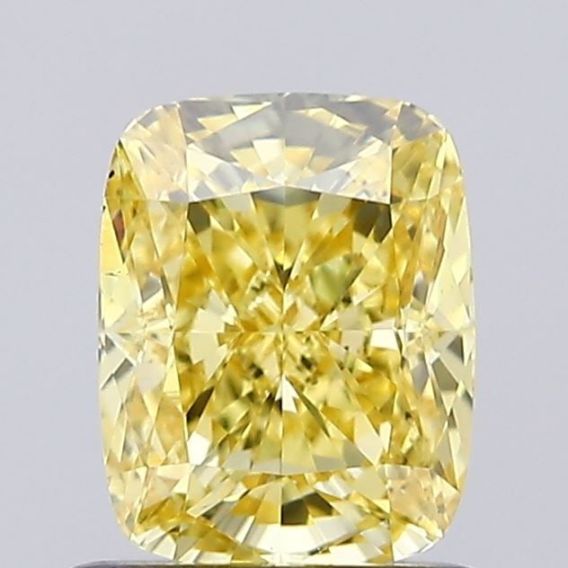Loose Diamond - CUSHION MODIFIED 1.04ct Fancy Vivid Yellow VS1: Loose Diamond - CUSHION MODIFIED 1.04ct Fancy Vivid Yellow VS1 Source: This is a real non-mined Diamond that has been grown in a lab Shape: CUSHION MODIFIED Carats: 1.04 Color: Fancy Vivid Yellow Cert