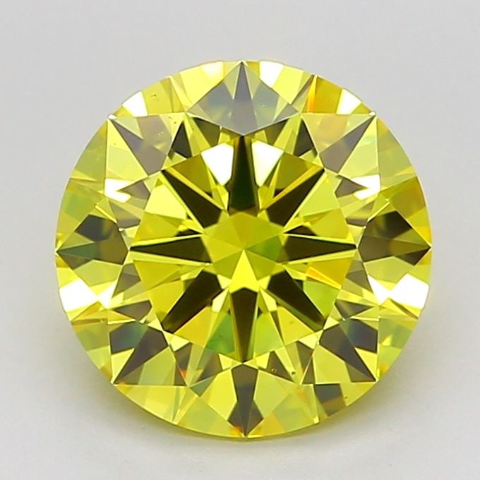 Loose Diamond - ROUND 2.52ct Fancy Vivid Yellow VVS2: Loose Diamond - ROUND 2.52ct Fancy Vivid Yellow VVS2 Source: This is a real non-mined Diamond that has been grown in a lab Shape: ROUND Carats: 2.52 Color: Fancy Vivid Yellow Certification: IGI Video:
