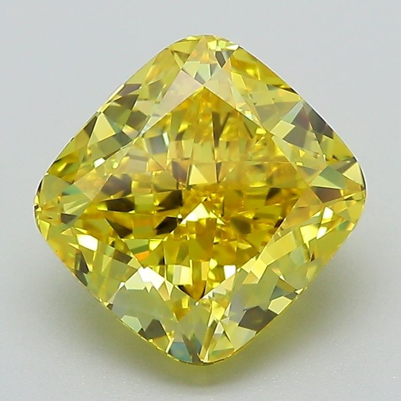 Loose Diamond - CUSHION MODIFIED 3.26ct Fancy Vivid Yellow VS1: Loose Diamond - CUSHION MODIFIED 3.26ct Fancy Vivid Yellow VS1 Source: This is a real non-mined Diamond that has been grown in a lab Shape: CUSHION MODIFIED Carats: 3.26 Color: Fancy Vivid Yellow Cert