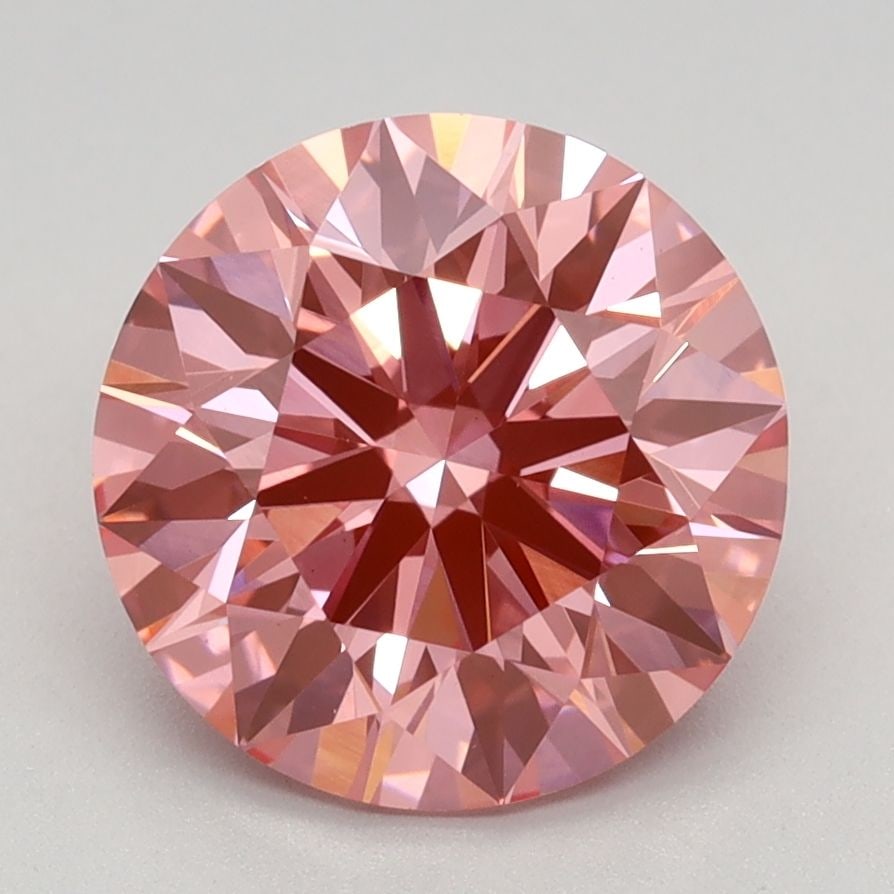 Ideal Loose Diamond - ROUND 2.59ct Fancy Vivid Pink VS1: Ideal Loose Diamond - ROUND 2.59ct Fancy Vivid Pink VS1 Source: This is a real non-mined Diamond that has been grown in a lab Shape: ROUND Carats: 2.59 Color: Fancy Vivid Pink Certification: IGI Video
