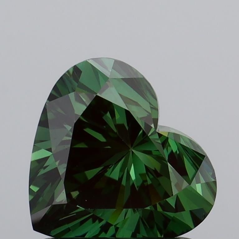 Loose Diamond - HEART 1.01ct Fancy Vivid Green VS2: Loose Diamond - HEART 1.01ct Fancy Vivid Green VS2 Source: This is a real non-mined Diamond that has been grown in a lab Shape: HEART Carats: 1.01 Color: Fancy Vivid Green Certification: IGI Video:
