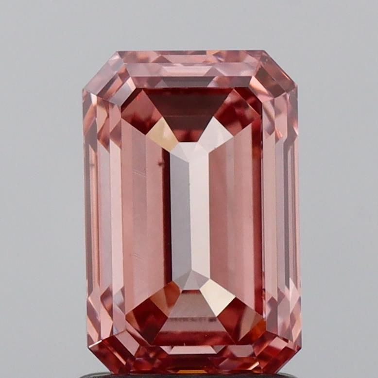 Loose Diamond - EMERALD 1.71ct Fancy Vivid Brownish Pink VVS2: Loose Diamond - EMERALD 1.71ct Fancy Vivid Brownish Pink VVS2 Source: This is a real non-mined Diamond that has been grown in a lab Shape: EMERALD Carats: 1.71 Color: Fancy Vivid Brownish Pink Certifi