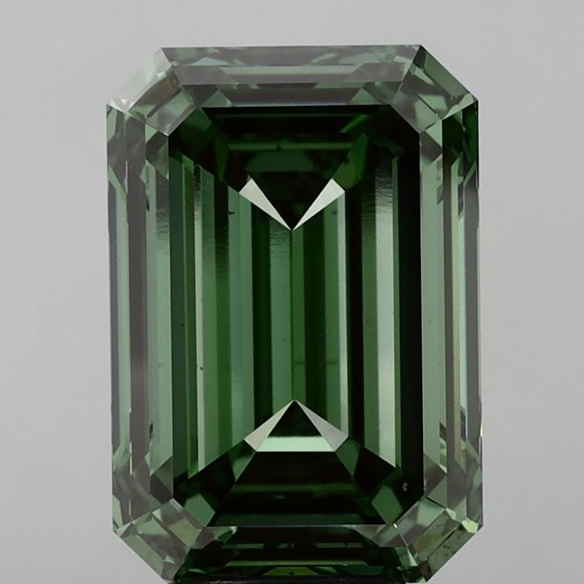 Loose Diamond - EMERALD 9.57ct Fancy Vivid Green VS2: Loose Diamond - EMERALD 9.57ct Fancy Vivid Green VS2 Source: This is a real non-mined Diamond that has been grown in a lab Shape: EMERALD Carats: 9.57 Color: Fancy Vivid Green Certification: IGI Video