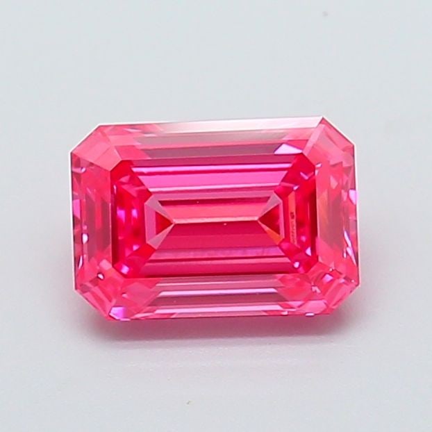 Loose Diamond - EMERALD 1.26ct Fancy Vivid Pink VVS2: Loose Diamond - EMERALD 1.26ct Fancy Vivid Pink VVS2 Source: This is a real non-mined Diamond that has been grown in a lab Shape: EMERALD Carats: 1.26 Color: Fancy Vivid Pink Certification: IGI Video:
